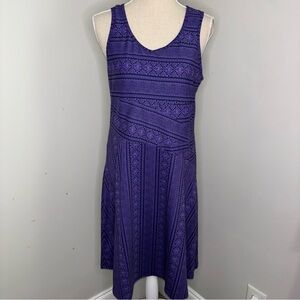prAna Amelie purple & black stretch knit sleeveless dress size Large